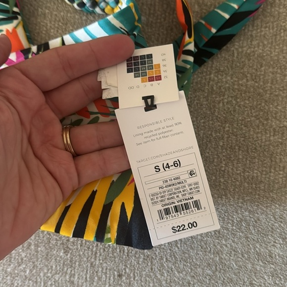 Braided Strap Triangle Longline Tropical Bikini Top Shade & Shore Small - Picture 4 of 4